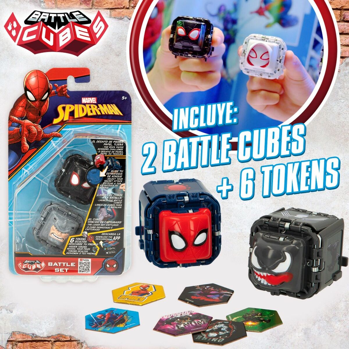 Skicklighetsspel Spider-Man Battle Cubes (12 antal)